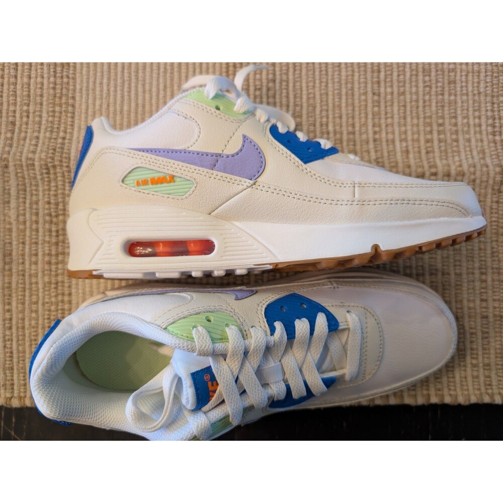 Nike Air Max 90 LTR GS CD6864-128 White/Purple Pulse/Phantom/Photo Blue 6.5Y W8 - Picture 7 of 12